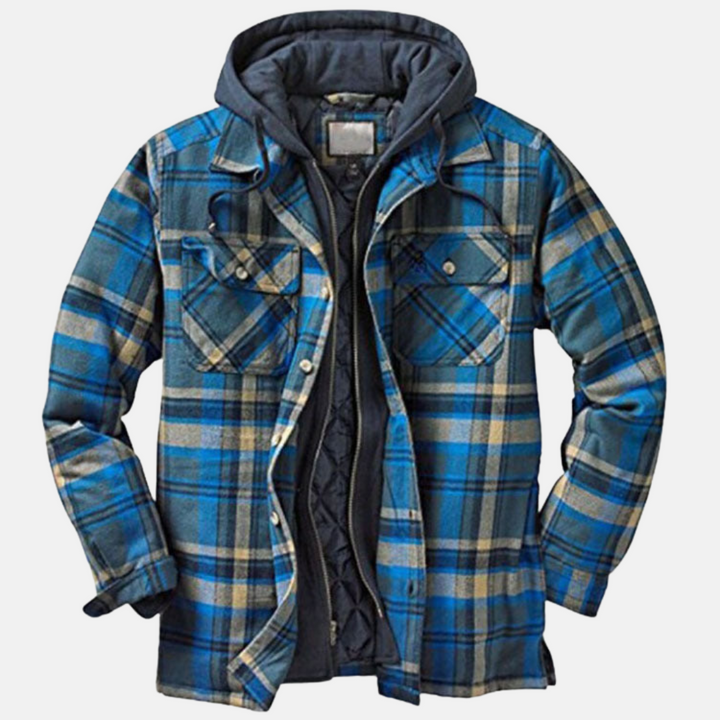 Erich | Herren Warme Karierte Jacke mit Knopfleiste