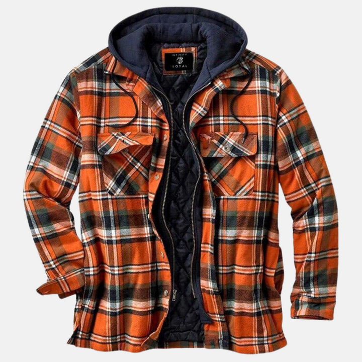 Erich | Herren Warme Karierte Jacke mit Knopfleiste