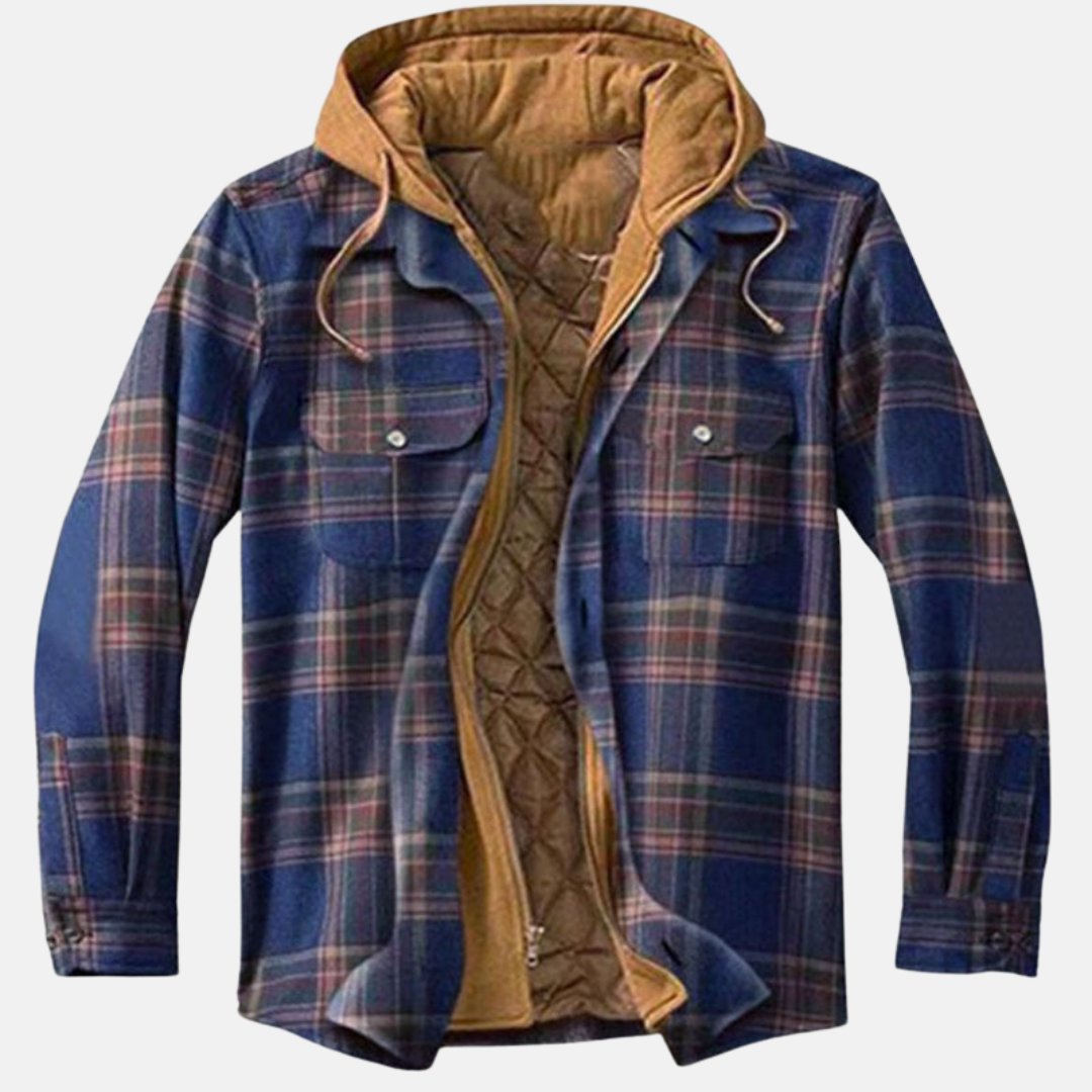 Erich | Herren Warme Karierte Jacke mit Knopfleiste