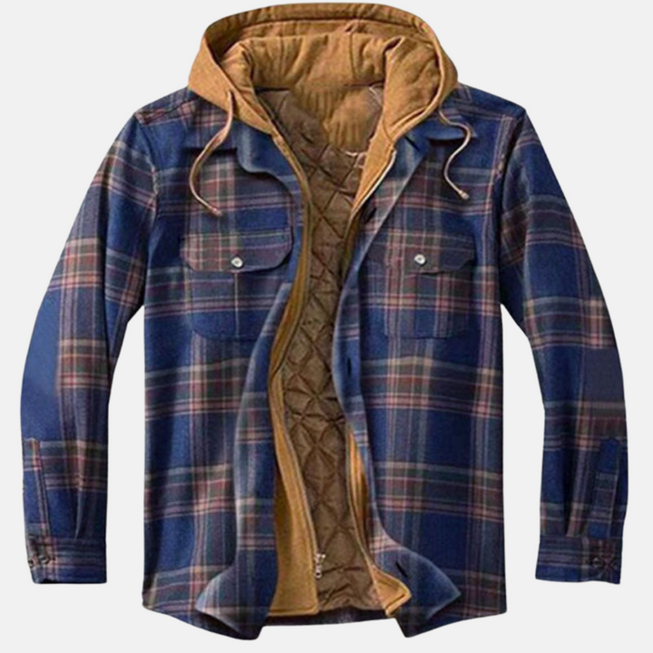 Erich | Herren Warme Karierte Jacke mit Knopfleiste