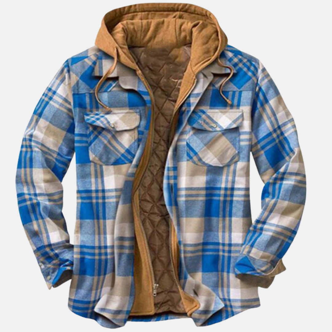 Erich | Herren Warme Karierte Jacke mit Knopfleiste
