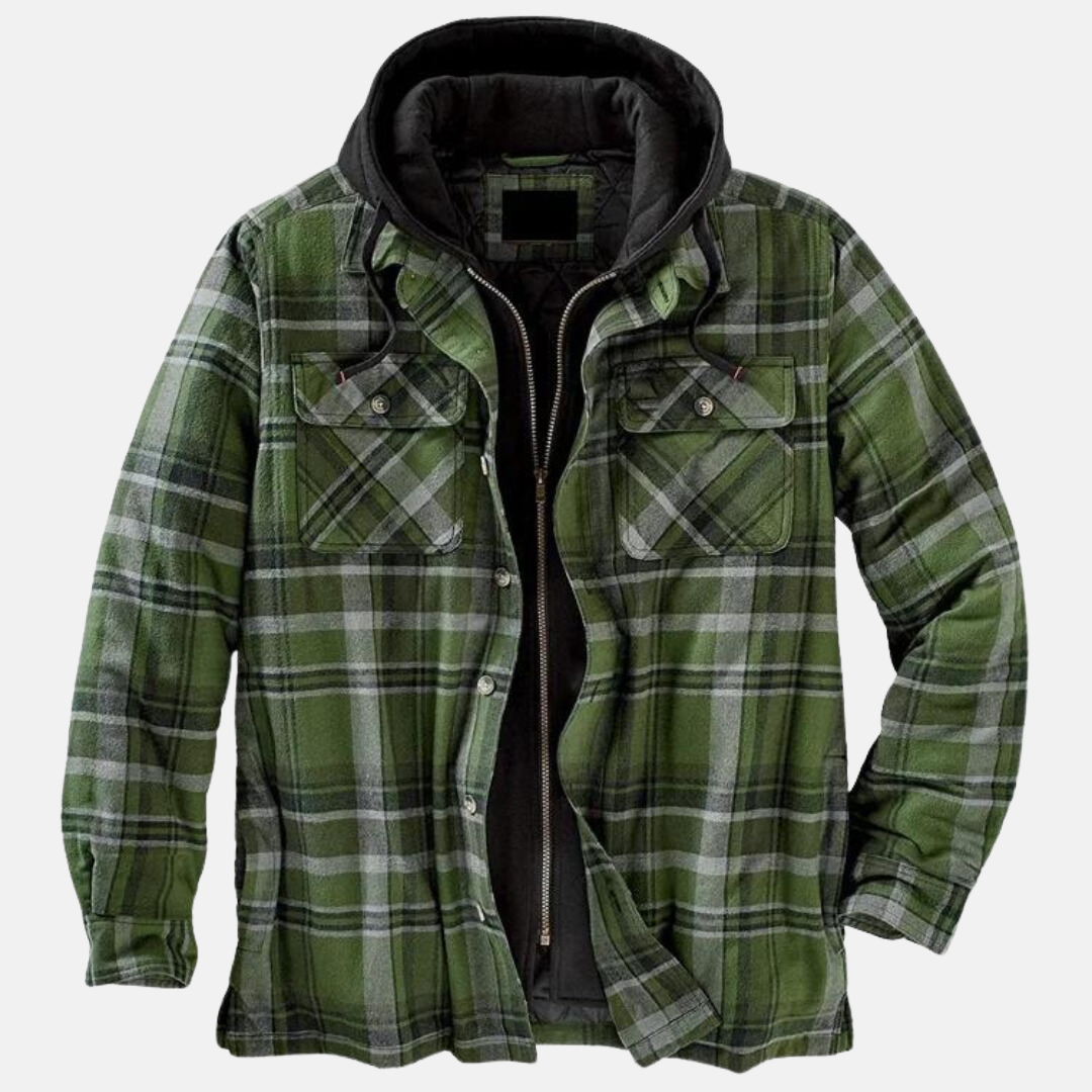 Erich | Herren Warme Karierte Jacke mit Knopfleiste