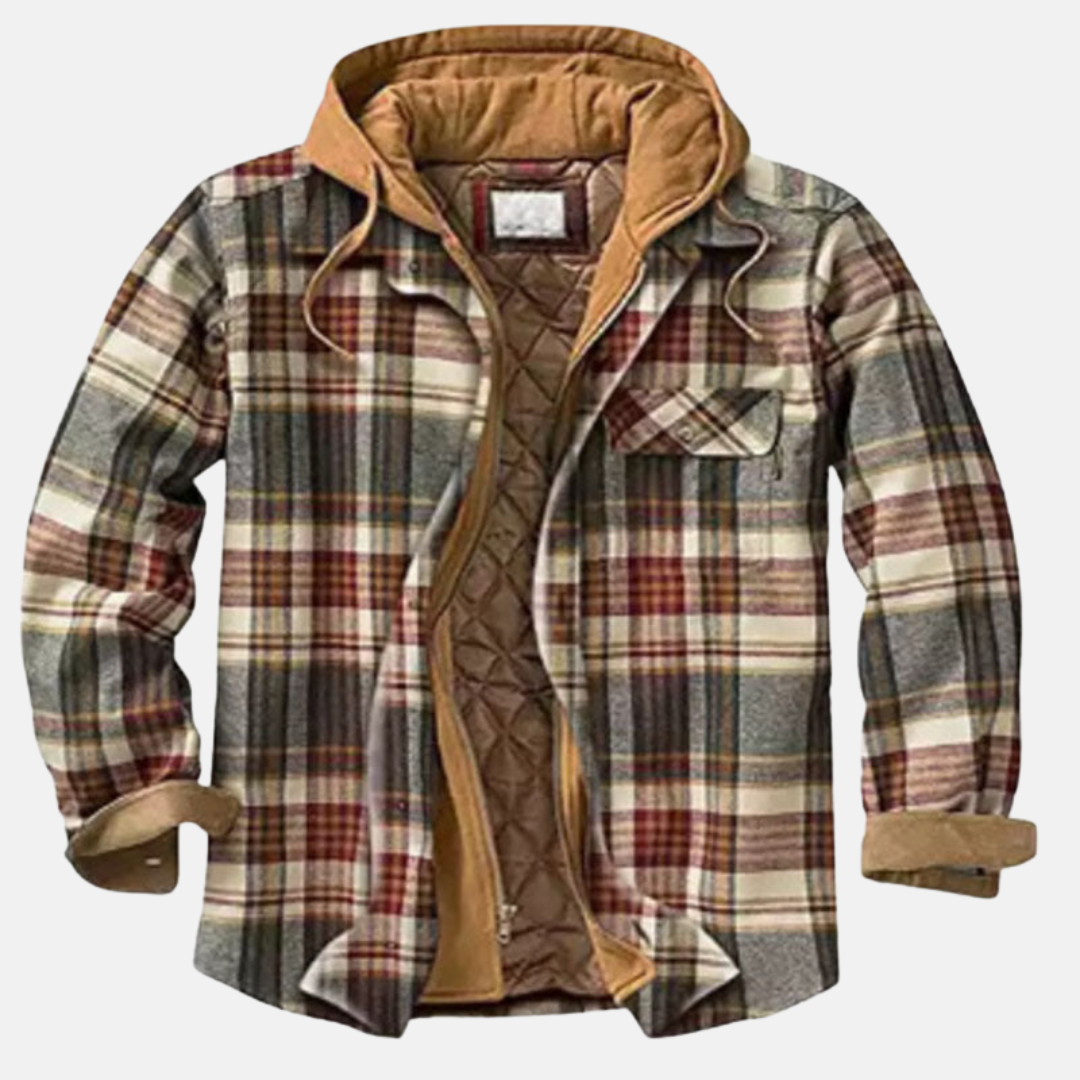 Erich | Herren Warme Karierte Jacke mit Knopfleiste