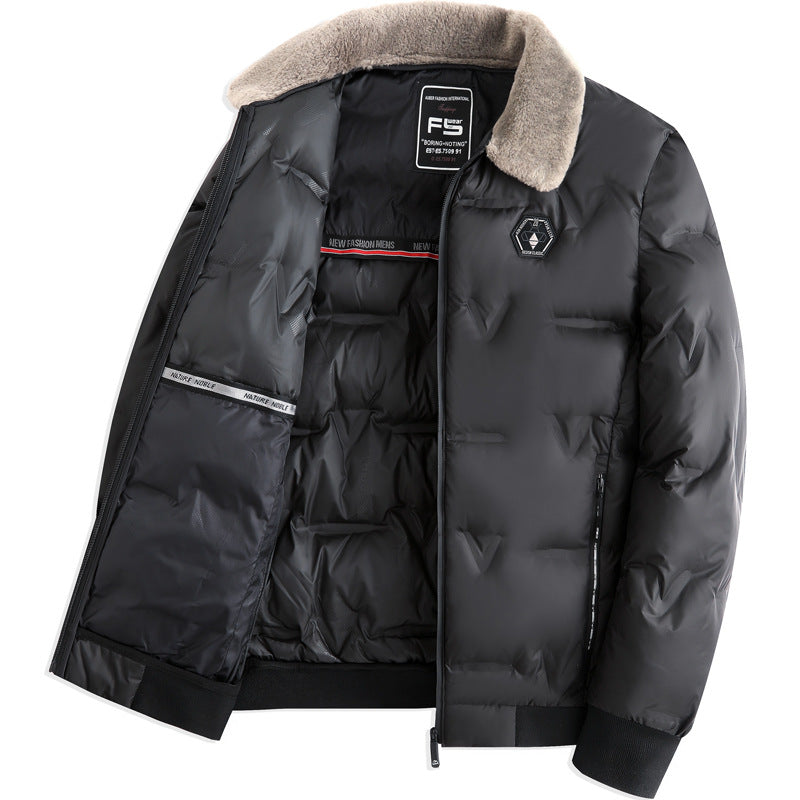 Erik | Herren Gesteppte Thermojacke mit Fellkragen