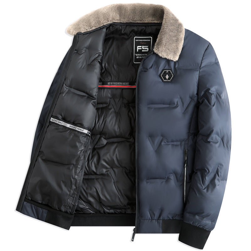 Erik | Herren Gesteppte Thermojacke mit Fellkragen