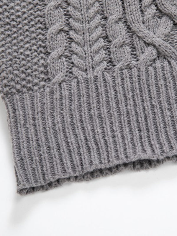 Erik Herren Strickpullover mit Schalkragen und Zopfmuster