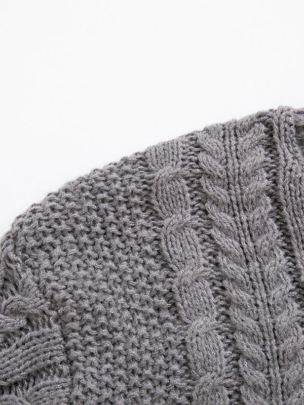 Erik Herren Strickpullover mit Schalkragen und Zopfmuster