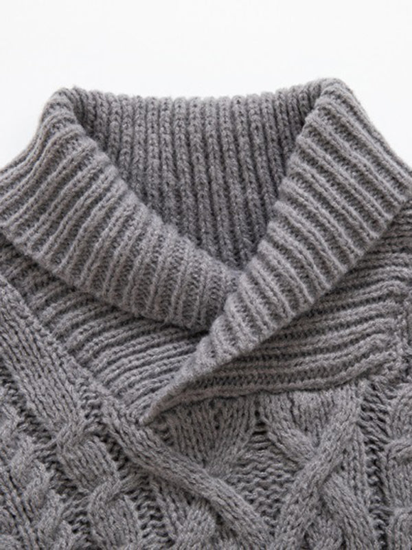Erik Herren Strickpullover mit Schalkragen und Zopfmuster