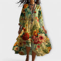 Eva | Damen Vintage Boho Sommerkleid mit V-Ausschnitt