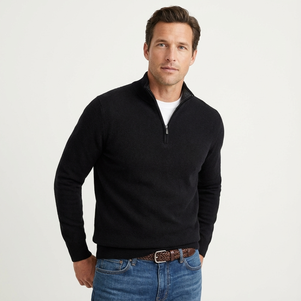 Fabian | Herren Quarter-Zip Pullover mit Stehkragen