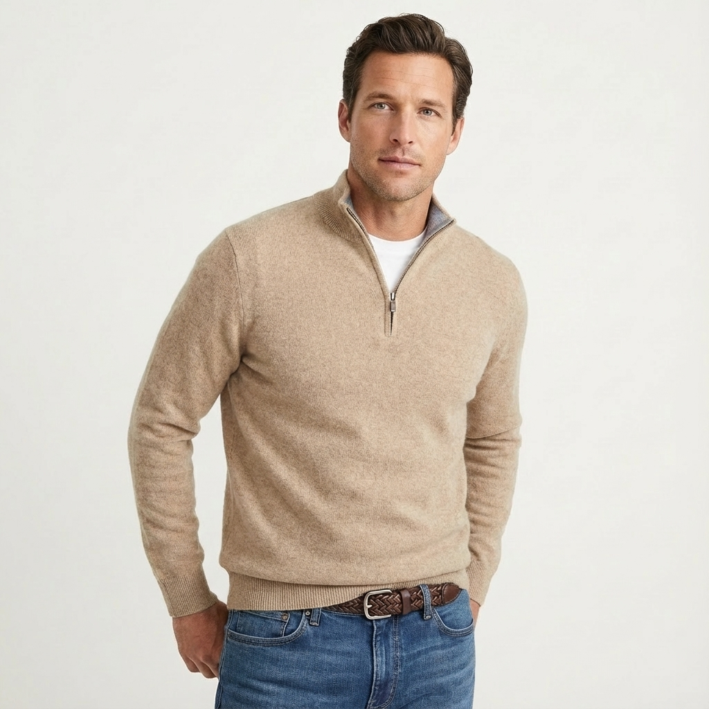 Fabian | Herren Quarter-Zip Pullover mit Stehkragen