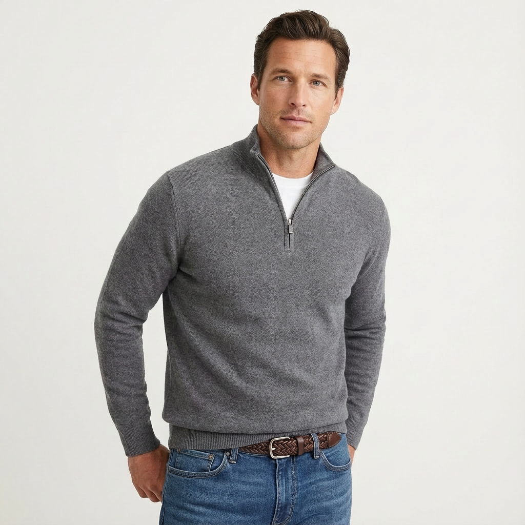 Fabian | Herren Quarter-Zip Pullover mit Stehkragen