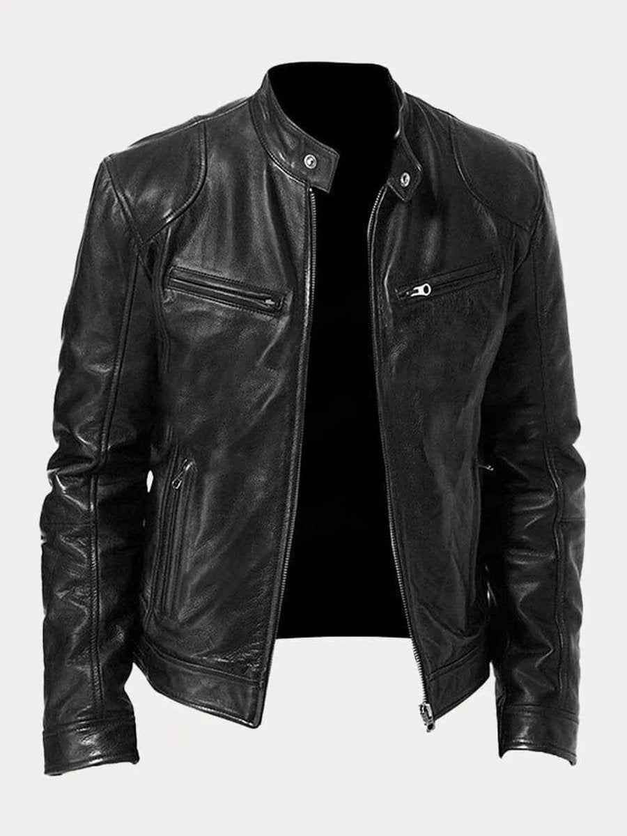 Felix | Herren Schmale Bikerjacke Kunstleder
