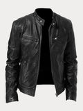 Felix | Herren Schmale Bikerjacke Kunstleder