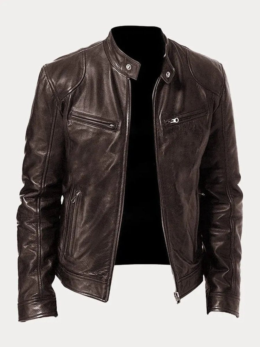 Felix | Herren Schmale Bikerjacke Kunstleder