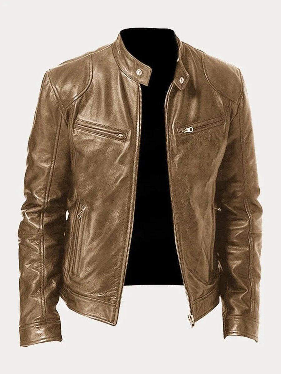 Felix | Herren Schmale Bikerjacke Kunstleder