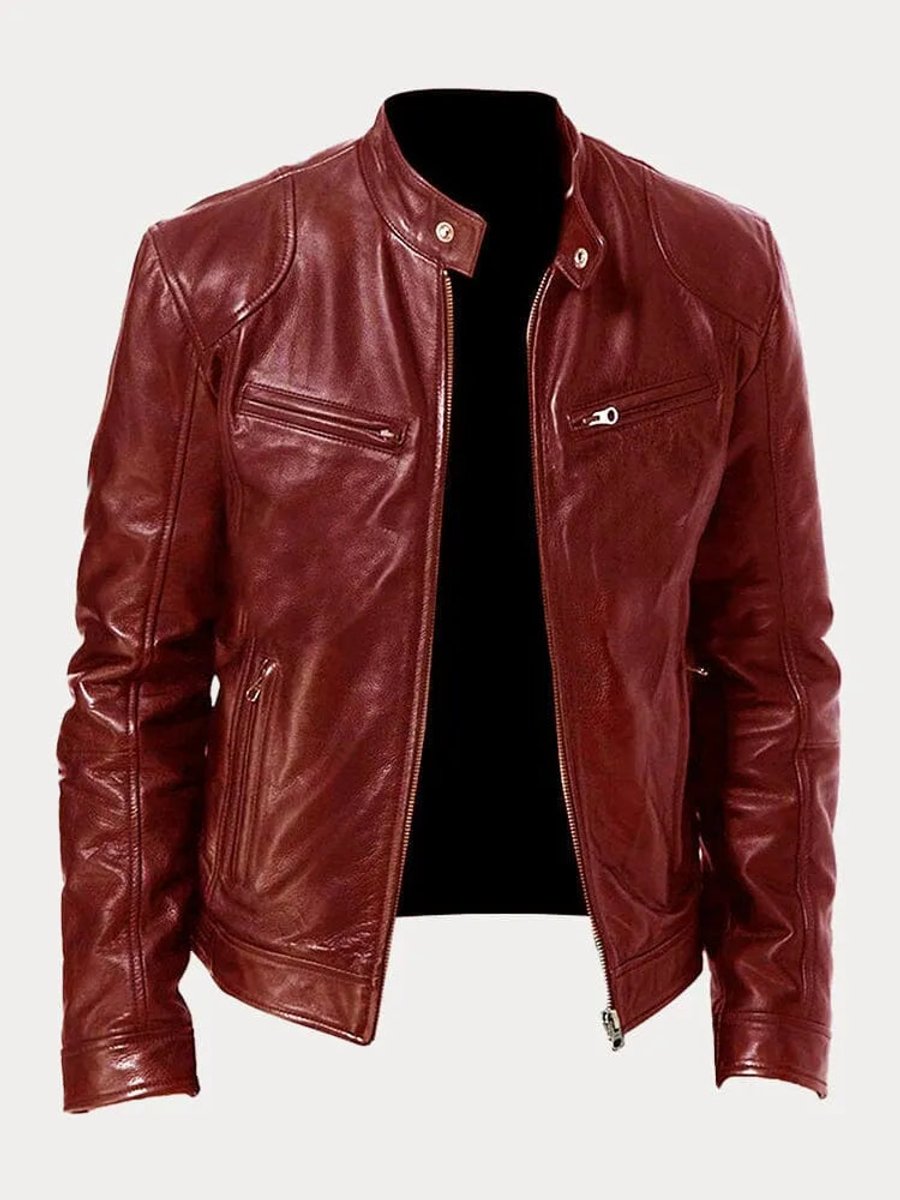 Felix | Herren Schmale Bikerjacke Kunstleder