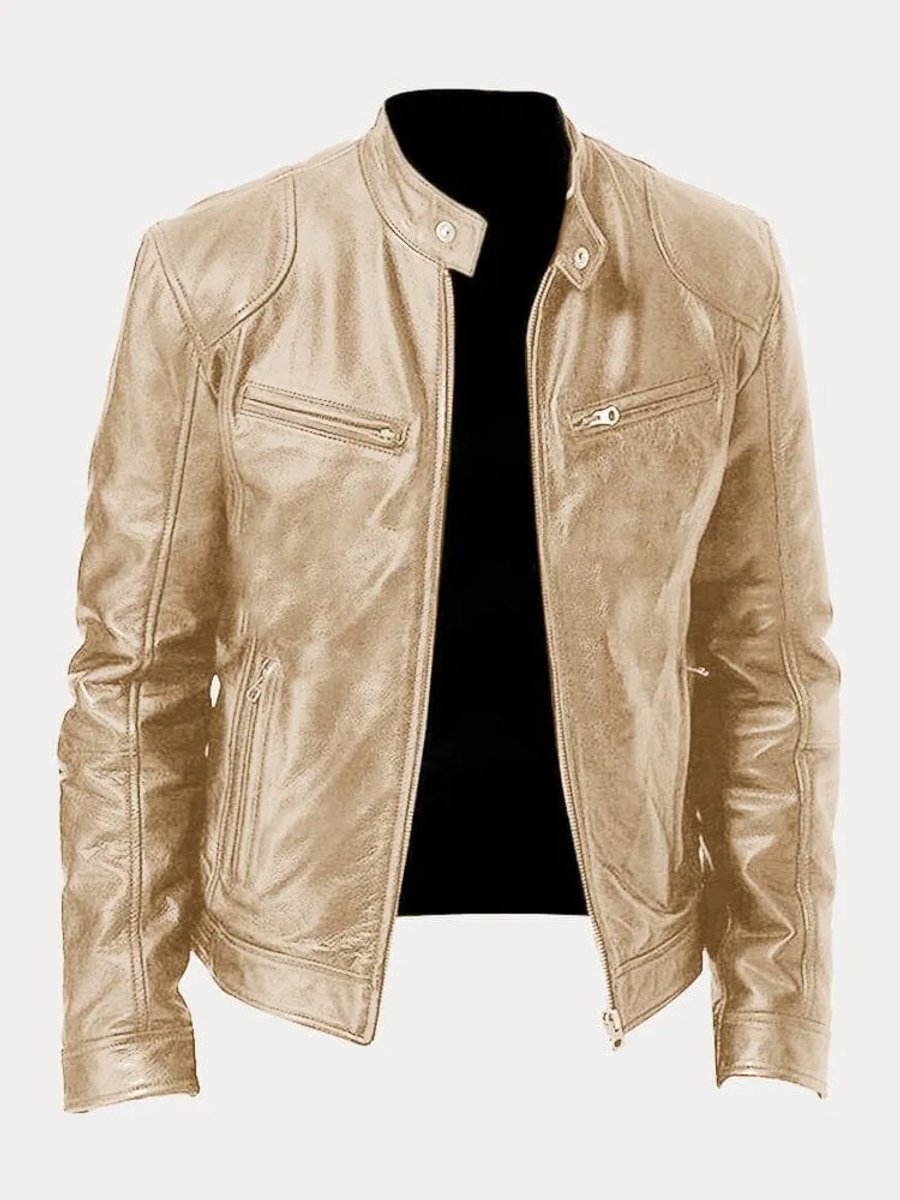 Felix | Herren Schmale Bikerjacke Kunstleder