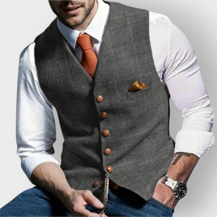 Felix | Herren Slim-Fit Tweed Gilet mit Brusttasche