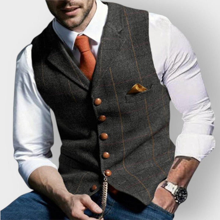 Felix | Herren Slim-Fit Tweed Gilet mit Brusttasche