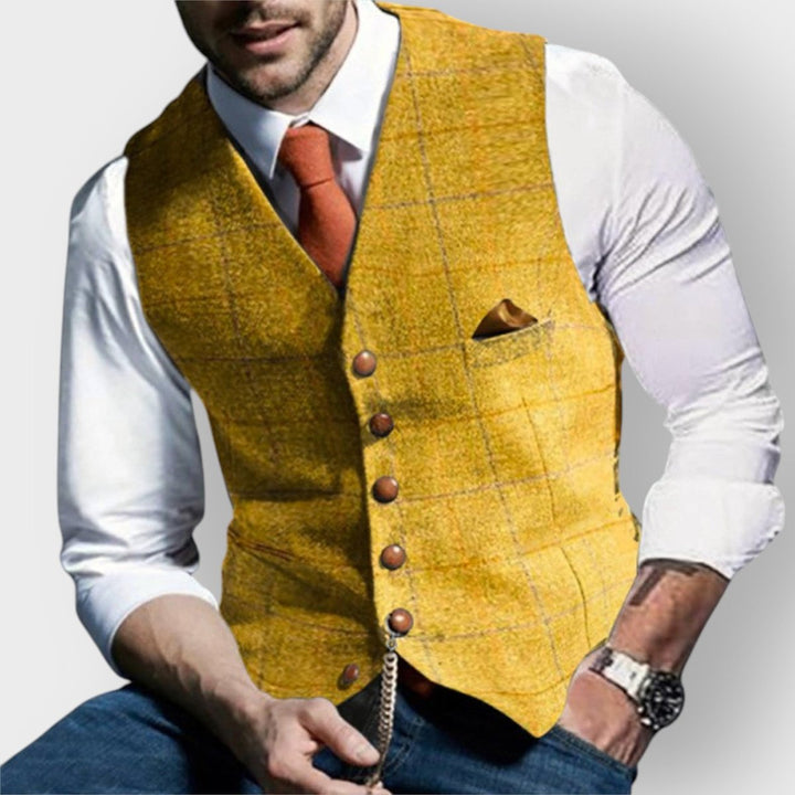 Felix | Herren Slim-Fit Tweed Gilet mit Brusttasche