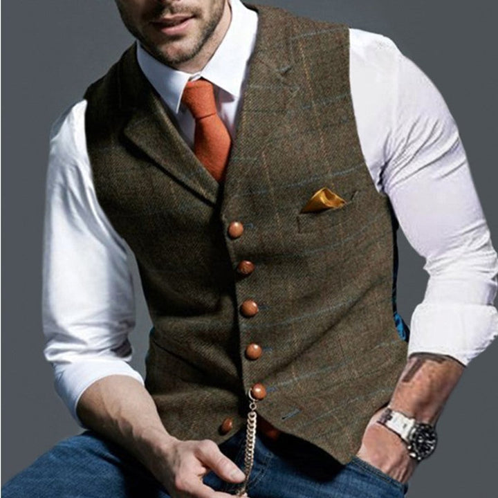 Felix | Herren Slim-Fit Tweed Gilet mit Brusttasche