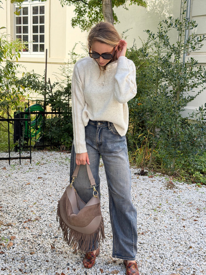 Femke Damen Barrel-Jeans mit hoher Taille und gebogenem Bein