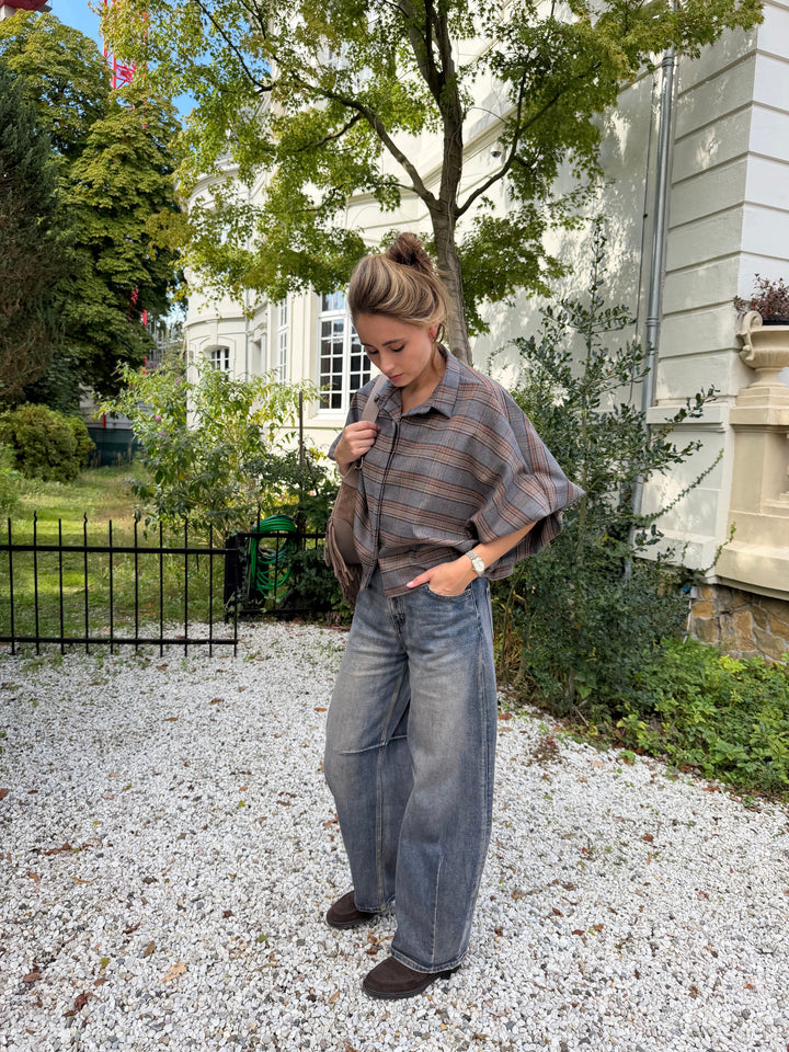 Femke Damen Barrel-Jeans mit hoher Taille und gebogenem Bein