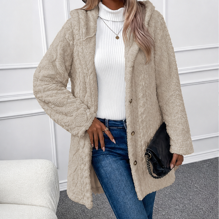 Femke Damen Steppjacke mit Kapuze Rautensteppung und Knopfleiste
