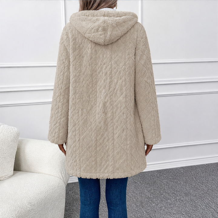 Femke Damen Steppjacke mit Kapuze Rautensteppung und Knopfleiste