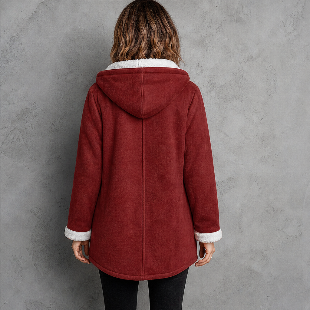 Finja Damen Dufflecoat mit Kapuze und doppelreihigem Knebelverschluss
