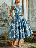 Fleur | Damen Midikleid mit Blumenprint und Plisseerock