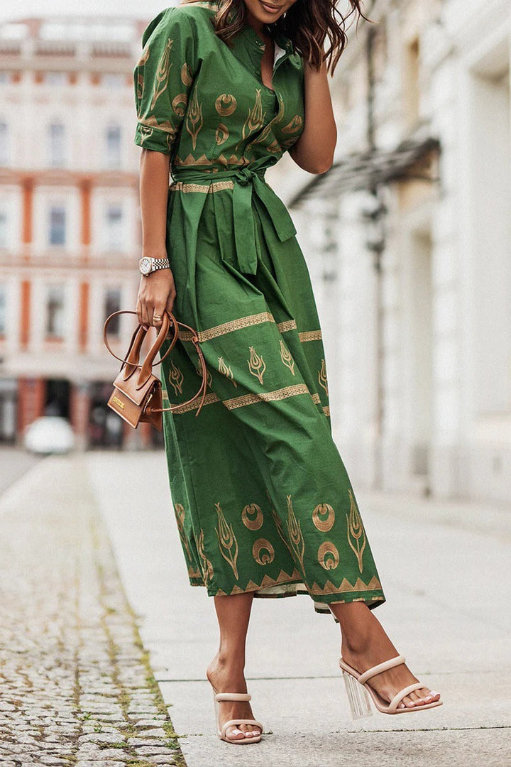 Freya | Damen A-Linien-Midikleid mit Bindegürtel