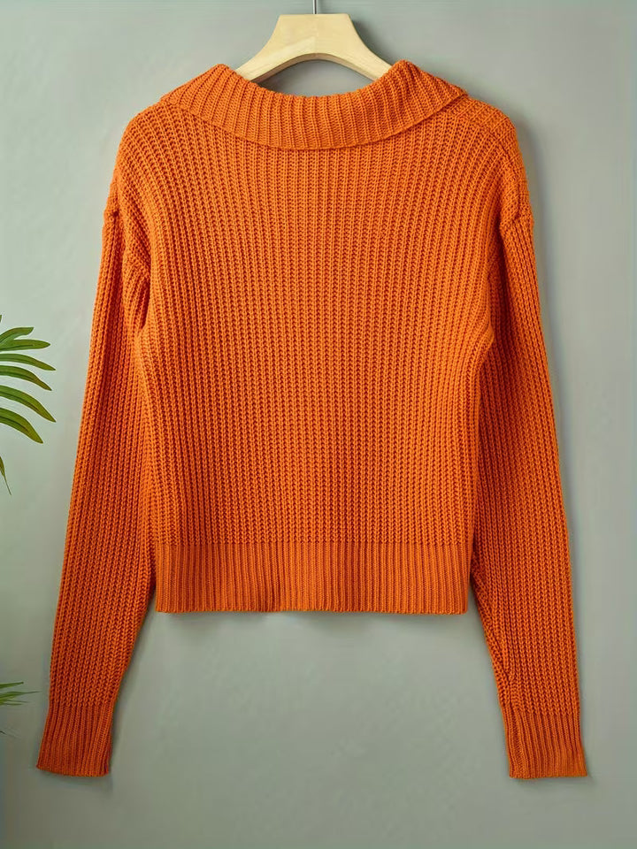 Frida Damen Grobstrickpullover mit großen Zierknöpfen