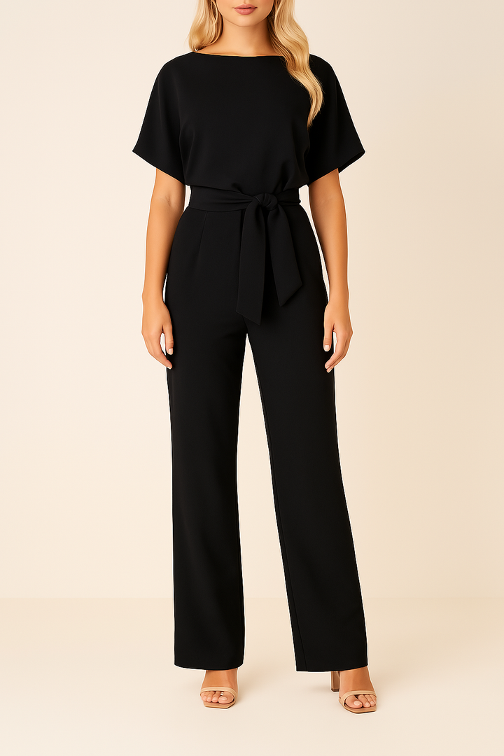 Frieda | Damen Kurzarm Weites-Bein Jumpsuit