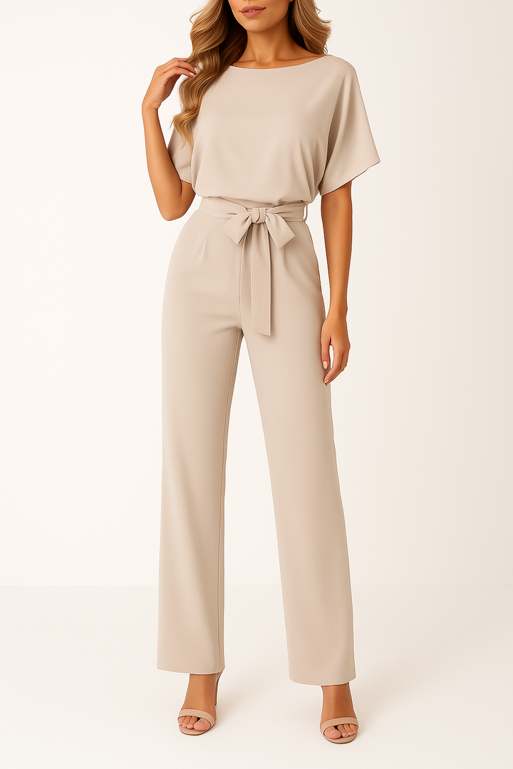Frieda | Damen Kurzarm Weites-Bein Jumpsuit
