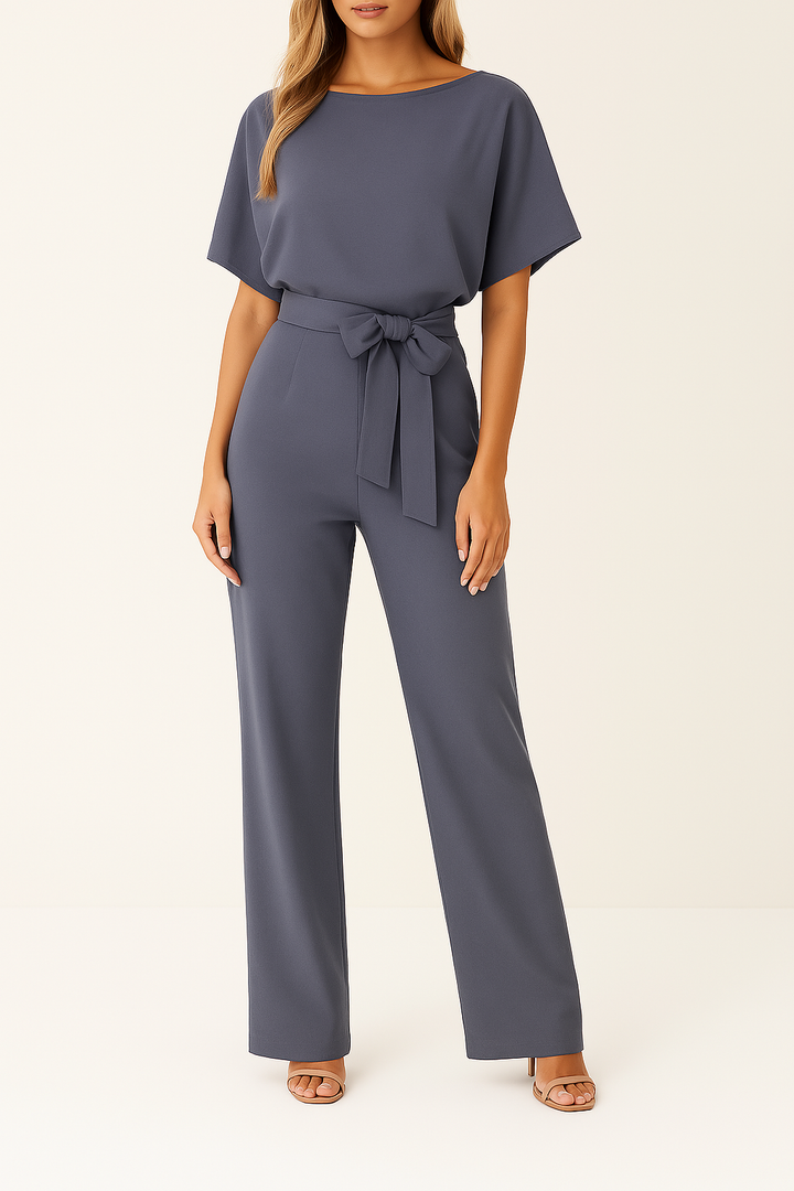 Frieda | Damen Kurzarm Weites-Bein Jumpsuit