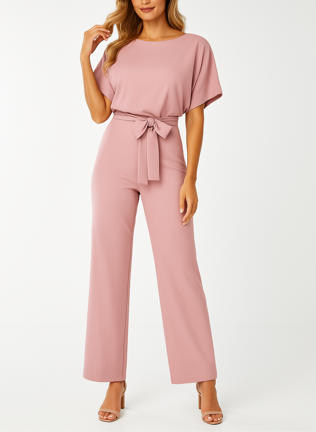 Frieda | Damen Kurzarm Weites-Bein Jumpsuit