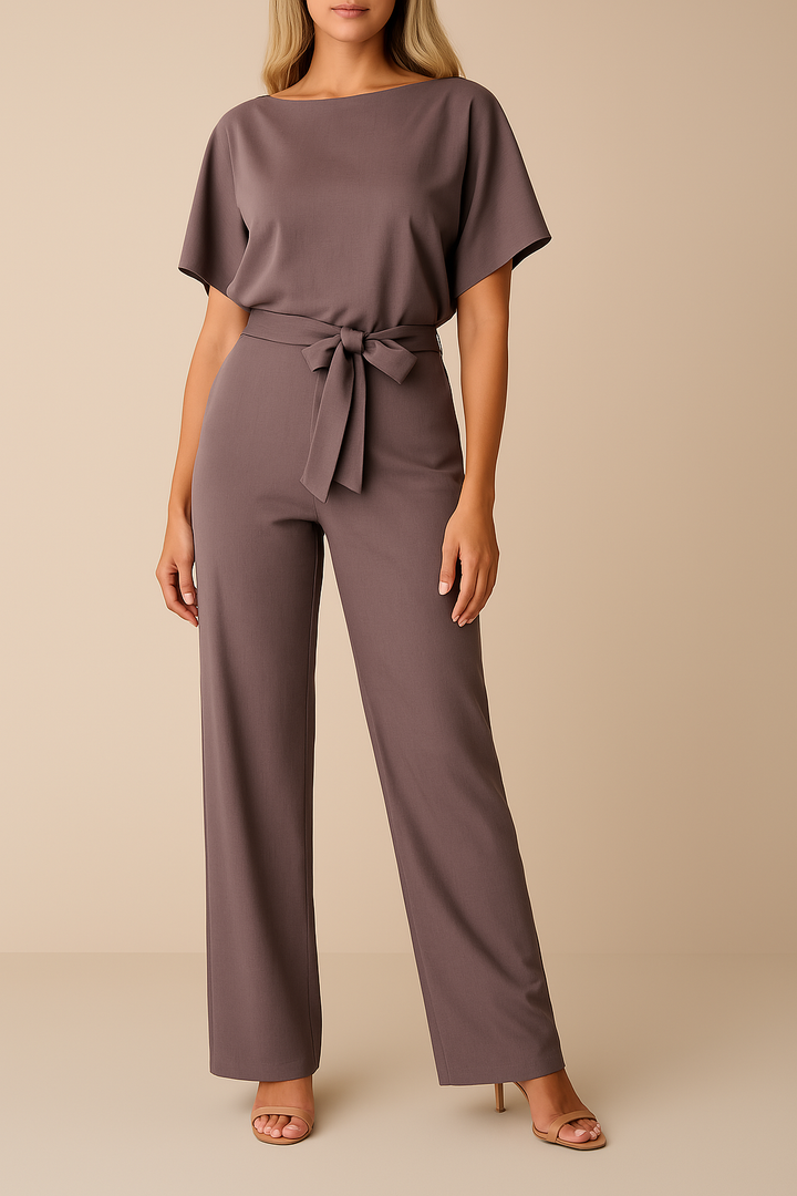 Frieda | Damen Kurzarm Weites-Bein Jumpsuit