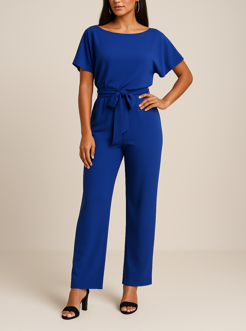 Frieda | Damen Kurzarm Weites-Bein Jumpsuit