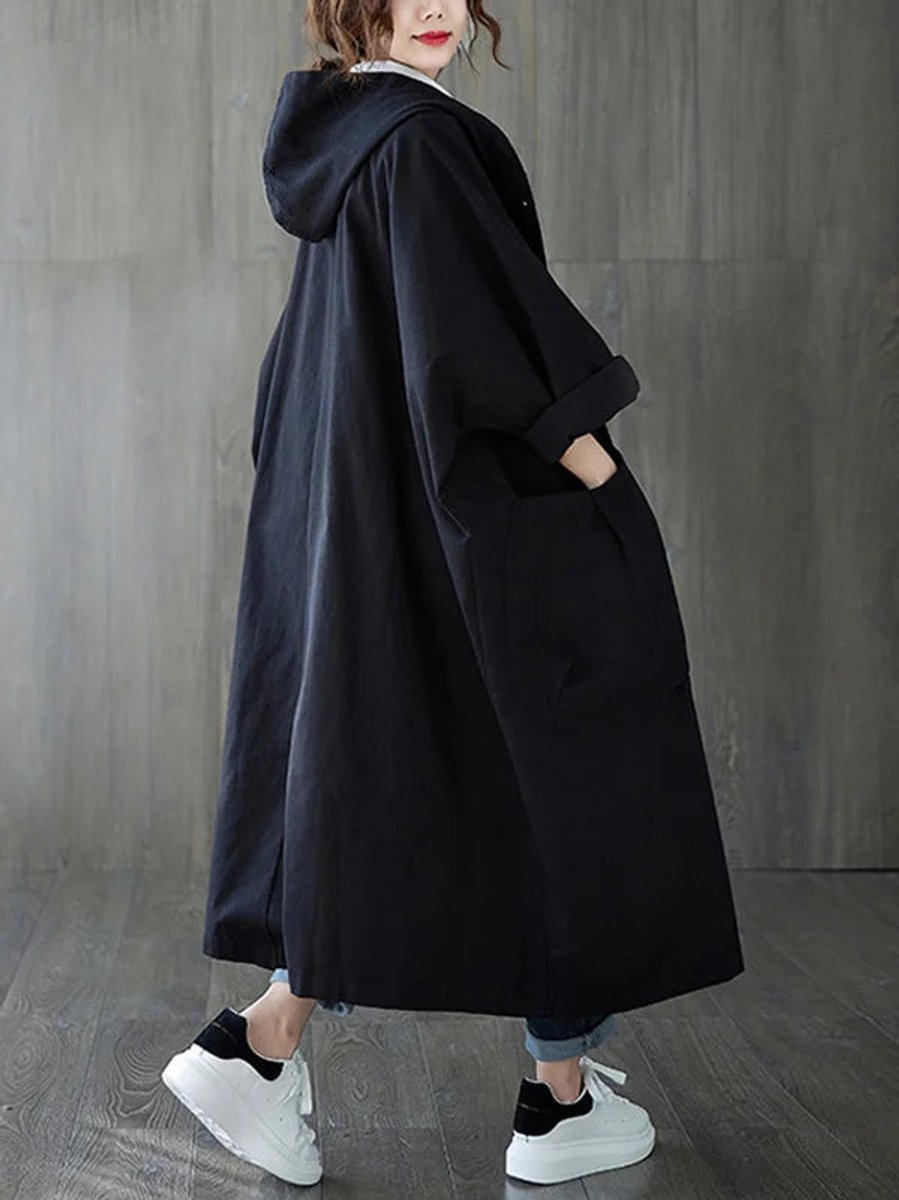 Frieda | Langer Kapuzen-Trenchcoat in Oversized-Passform