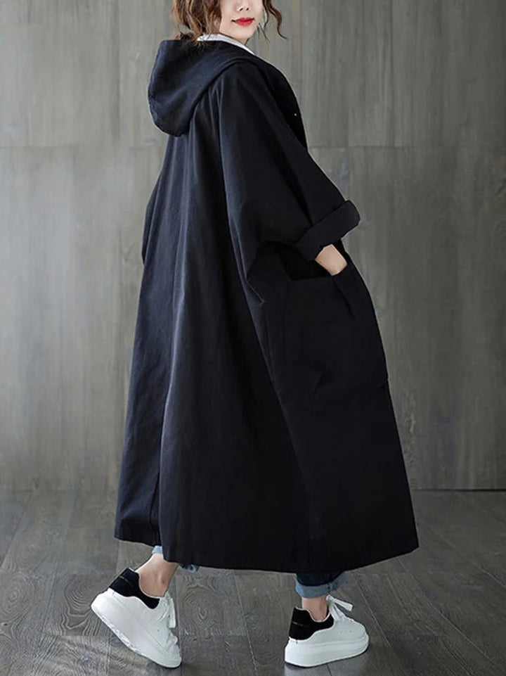 Frieda | Langer Kapuzen-Trenchcoat in Oversized-Passform