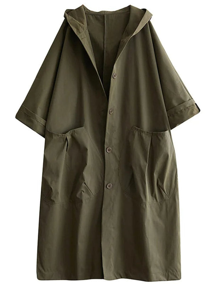 Frieda | Langer Kapuzen-Trenchcoat in Oversized-Passform