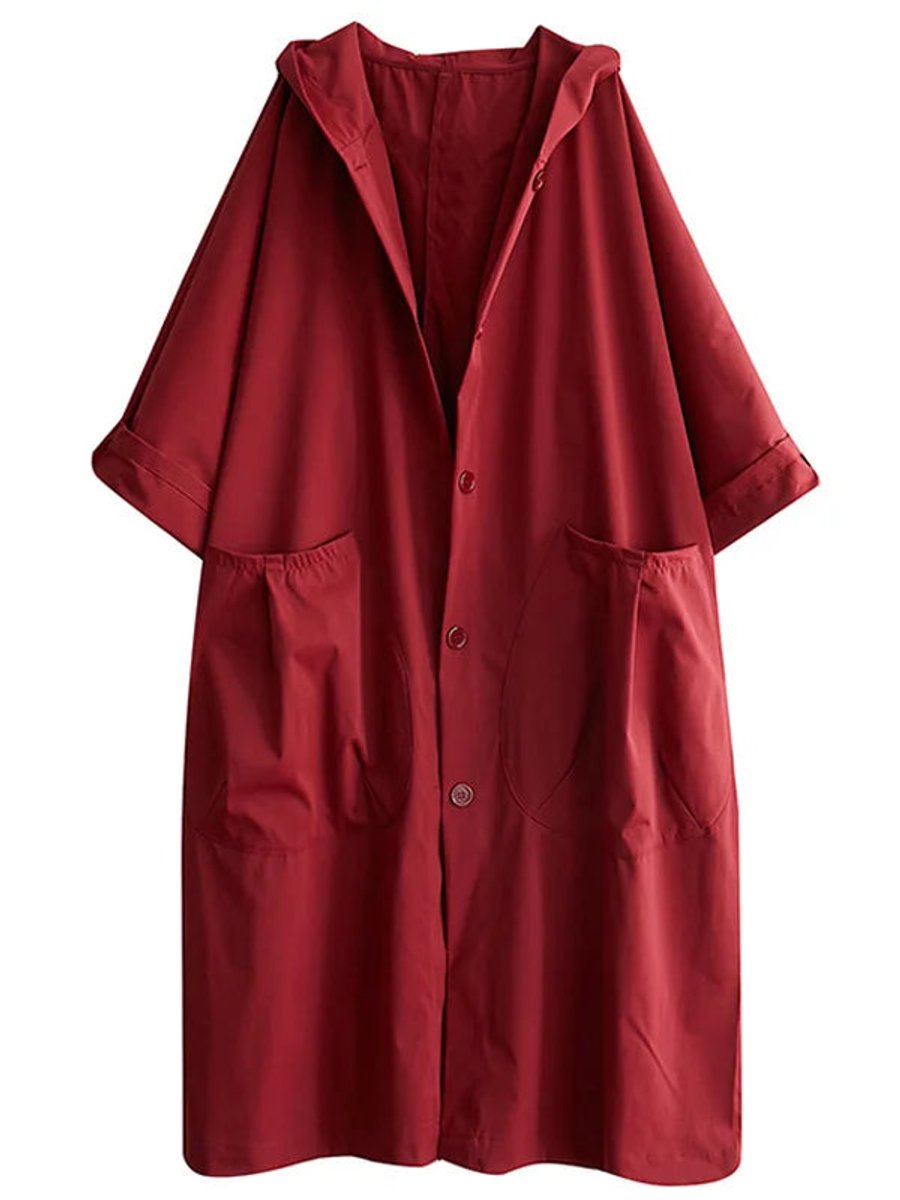 Frieda | Langer Kapuzen-Trenchcoat in Oversized-Passform