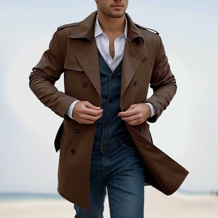 Friedrich Herren Trenchcoat mit Futter und aufgesetzten Taschen – Mokka