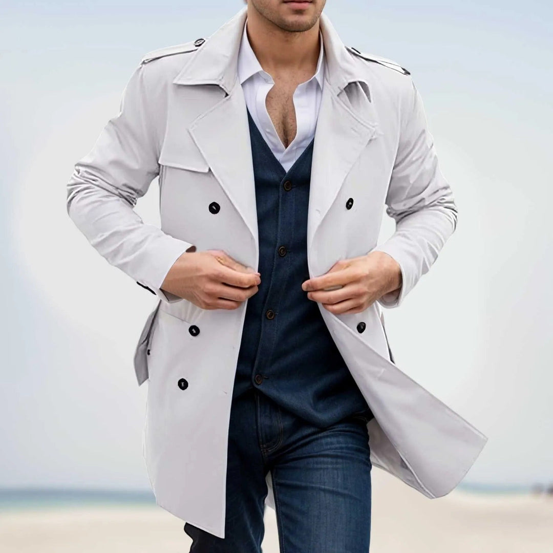 Friedrich Herren Trenchcoat mit Futter und aufgesetzten Taschen – Weiß