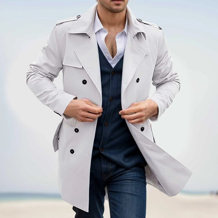 Friedrich Herren Trenchcoat mit Futter und aufgesetzten Taschen – Weiß