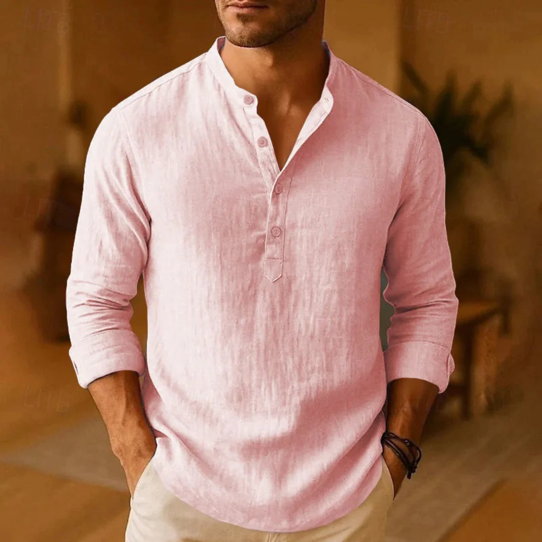 Gero | Herren Modernes Schlichtes Henley Shirt