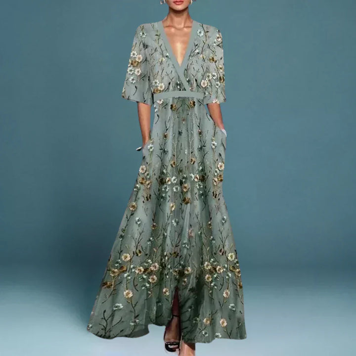 Greta | Damen Florales Festliches Maxikleid
