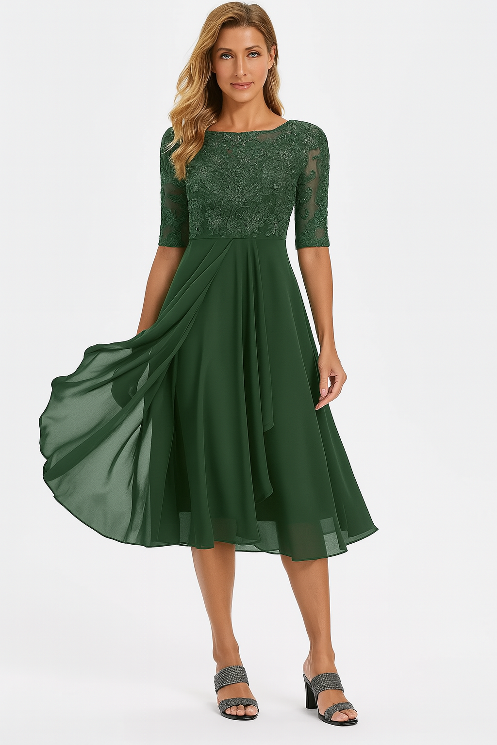 Greta | Fließendes A-Linien Midikleid